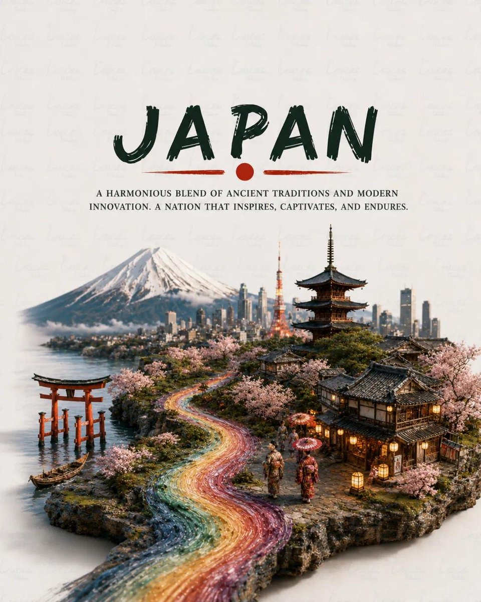 纵向旅行海报（4:5 比例），主题为 [COUNTRY NAME]，分为上下两个视觉部分。 上半部分（柔和的米白/奶油色背景，带有淡淡的重复水印图案）： - 粗体、手绘马克笔风格…