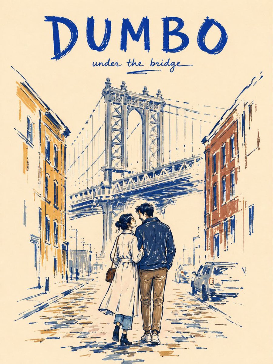 创作一张纵向 3:4 的极简马克笔旅行海报，主题为 NEW YORK CITY，底色为温暖的象牙白纸张。 风格： 采用粗粝、不完美的编辑插画式马克笔风格，带有…
