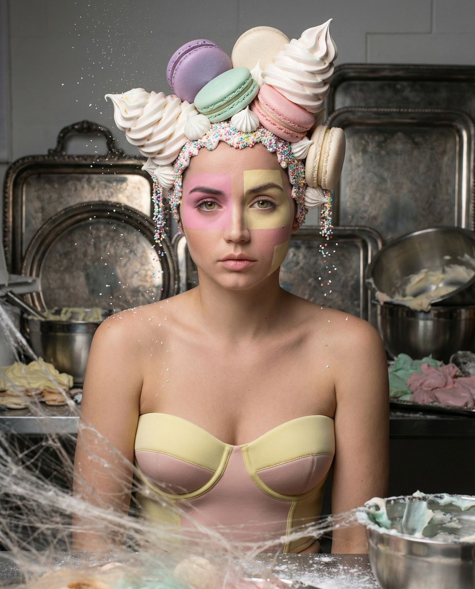 { "vibe_title_en": "Haute Confection", "master_prompt": "一张超写实的、中画幅的时尚编辑级人物肖像,主角散发着\"高冷冷漠…