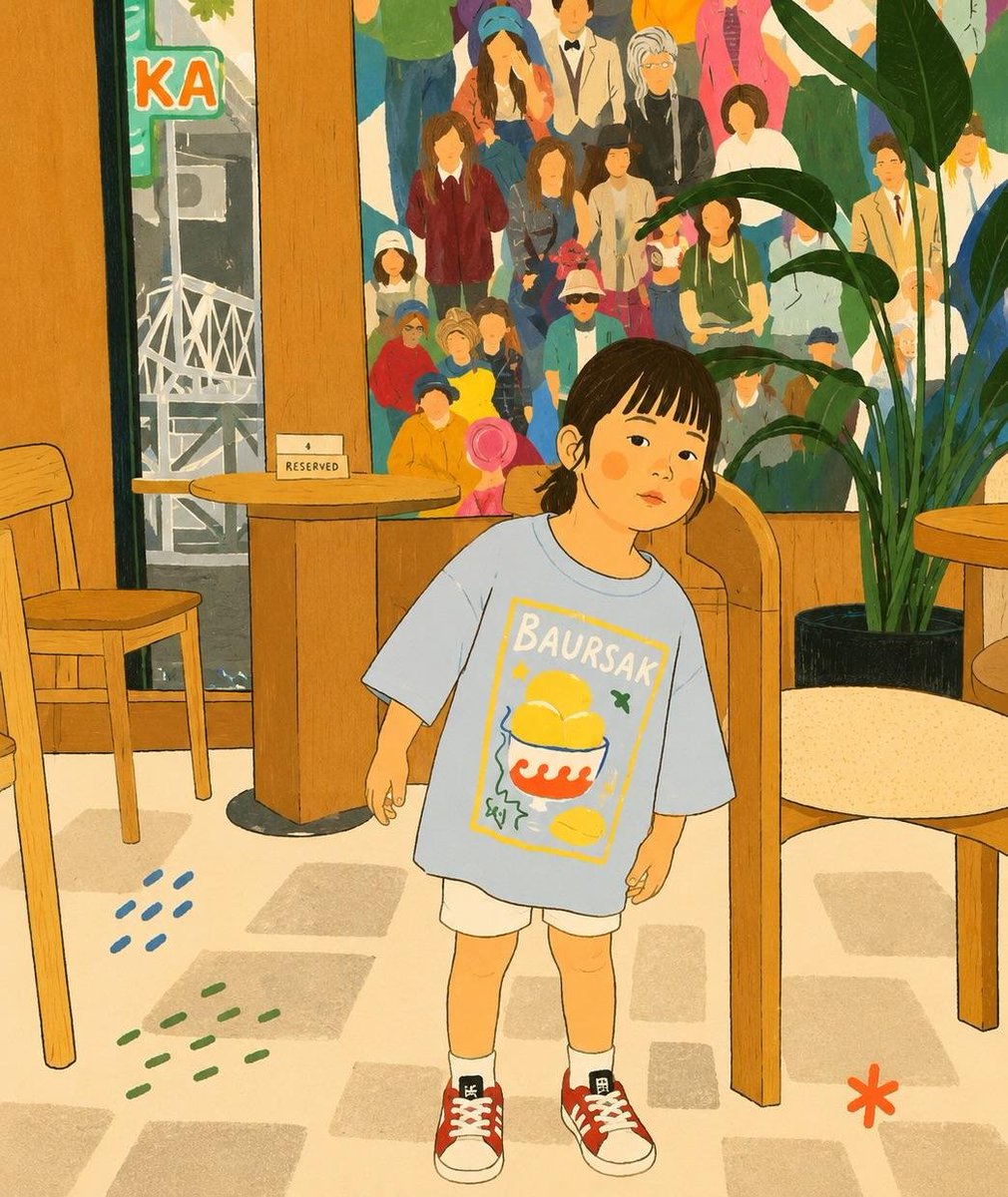 温馨极简扁平插画，采用温暖的韩式/日式绘本美学，描绘平凡而美好的家庭日常瞬间：柔和圆润的角色、简洁的面部特征、红润的脸颊、干净的黑色描边、低饱和度柔和粉彩色调…