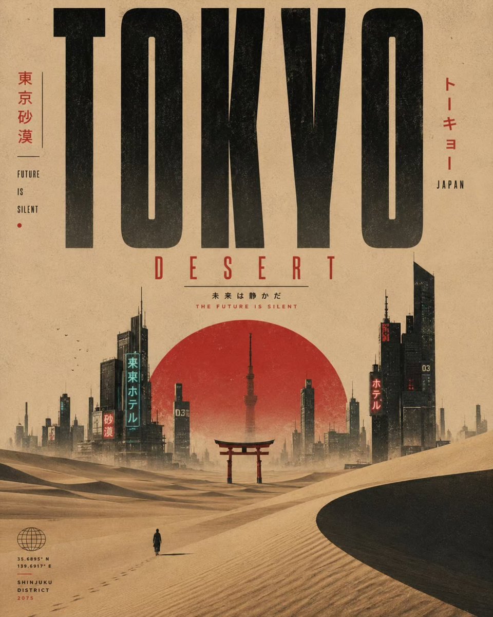 为 [LOCATION NAME]（地名）创作一张电影感极简风格的旅行海报。 自动检测并根据目的地的地理、文化、气候、建筑和情感氛围 调整设计语言。 设计系统应自动生成： - 合…