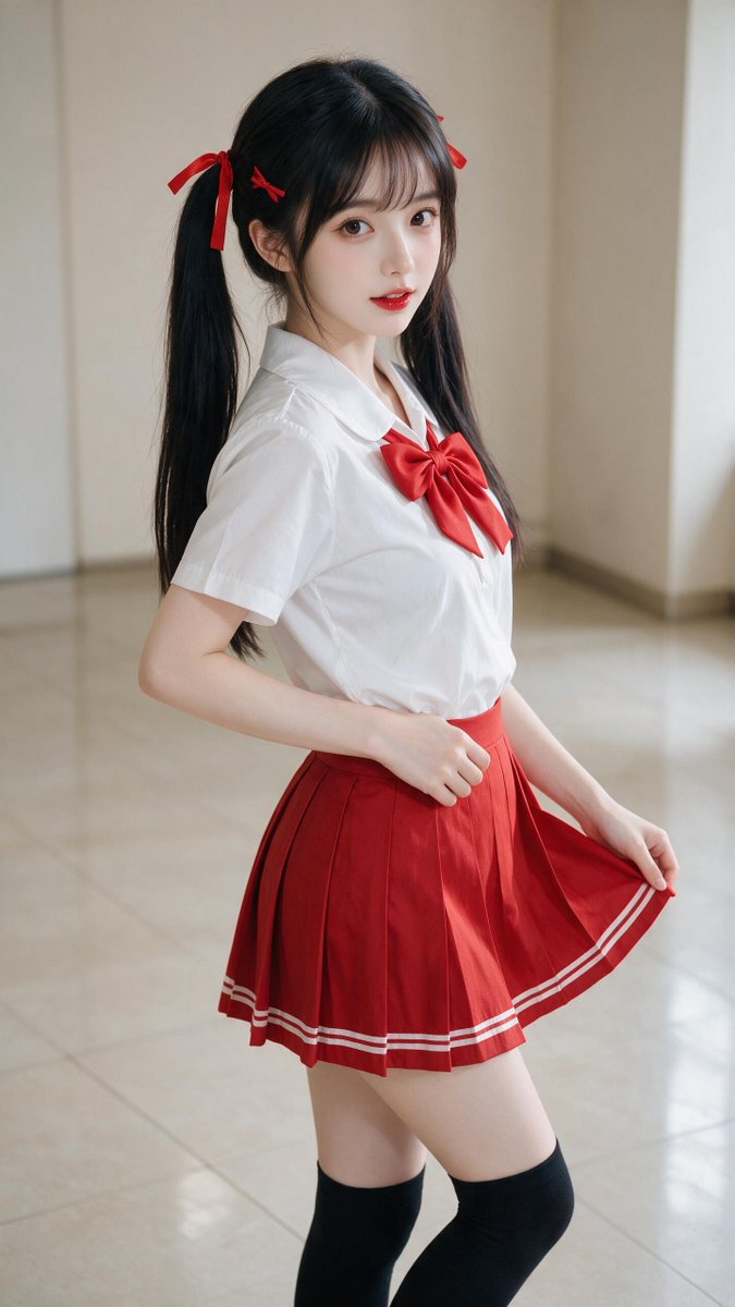 [Seedream Prompt] 一张照片写实风格的数字照片，画面中是一位年轻的东亚女性，拥有白皙的瓷器肌肤、大而有神的深棕色眼睛、精致的五官，以及柔和的自然妆容搭配光泽感的红…