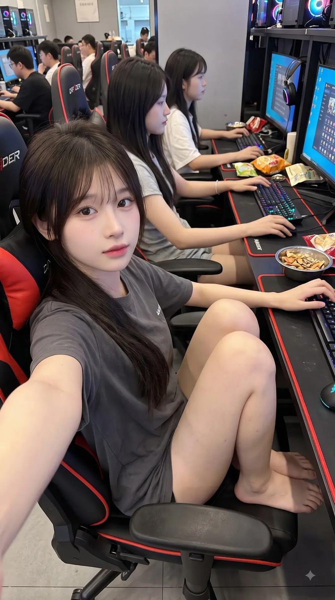 Chatgpt image 2 创作 提示词 一张照片级写实的 8K UHD RAW 抓拍智能手机照片，拍摄于真实的室内网吧。完全按照相机实际捕捉到的场景原样…