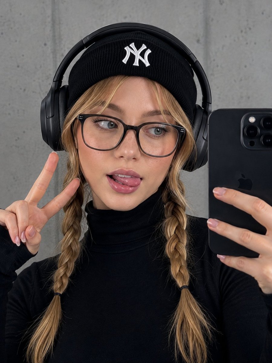一张超写实的近距离镜面自拍照,画面中是一位外貌酷似 Sydney Sweeney(西德妮·斯威尼)的美丽年轻女性。她拥有光洁透亮的瓷白肌肤,肤质自然无瑕,鼻梁和脸颊上淡淡地分布着…