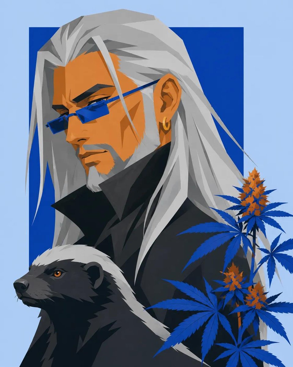 编辑风格的扁平矢量肖像,[CHARACTER],采用紧凑的胸像裁切和四分之三侧视角,头部略微下倾,佩戴 [EYEWEAR] 和 [ACCESSORY]。发型设定为 [HAIRCU…