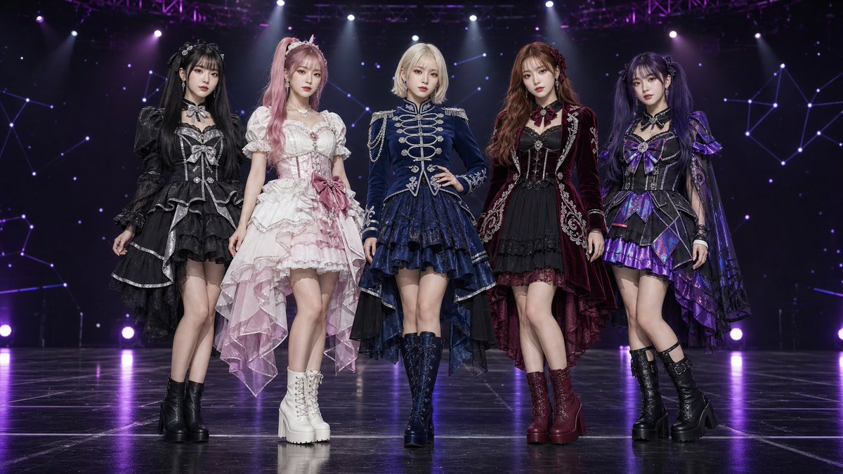 标题：VELVET NOVA — 第一部分：登场 格式 时长严格 7 秒，16:9 宽银幕，超写实高端 K-pop 体育馆演唱会影片，搭配原生同步立体声音频…