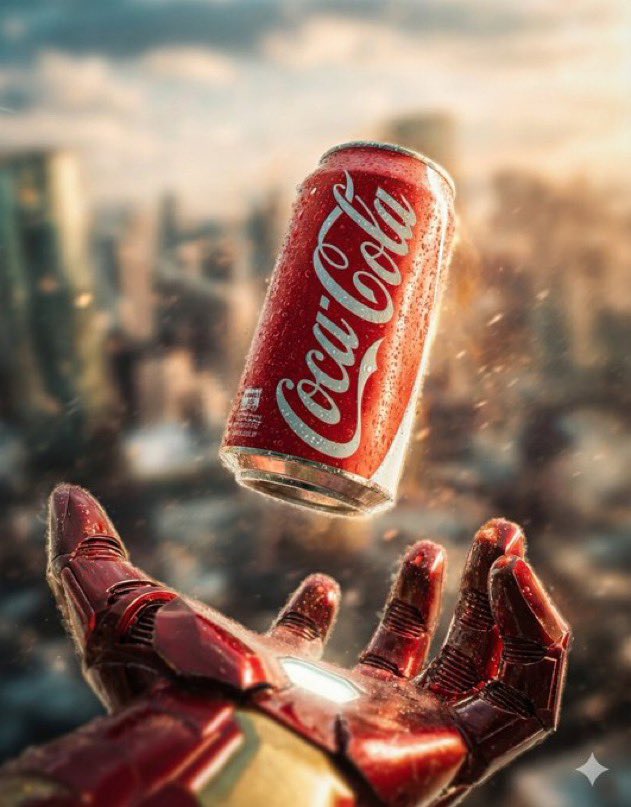 [ { "concept_id": "iron_man_coke", "visual_breakdown": { "focus_object": "Coca-…