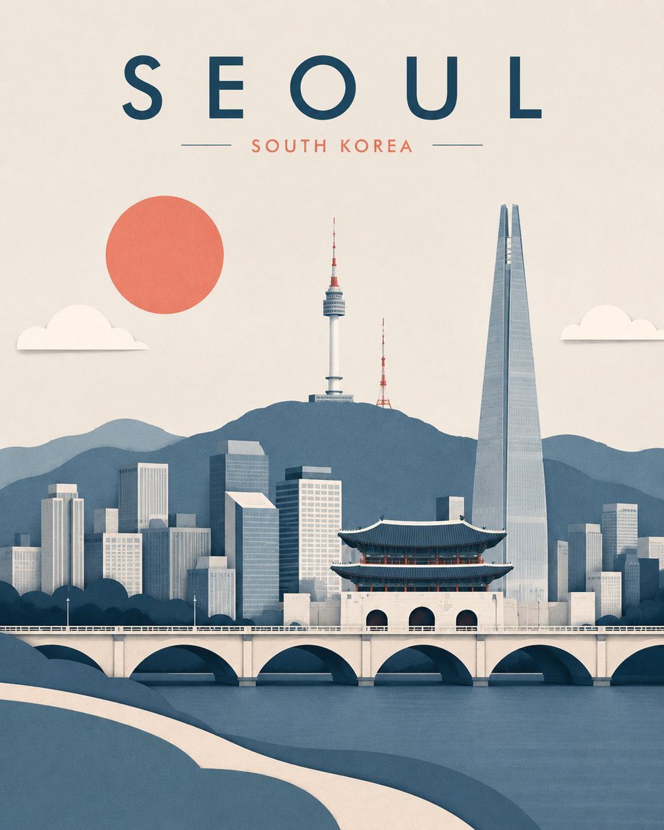 创建一个高端编辑风格的旅行插画，描绘 [DESTINATION]，[COUNTRY/REGION]，采用极简的分层剪纸插画风格。重要提示：此作品绝不能看起来像繁忙的手工纸质工艺品…
