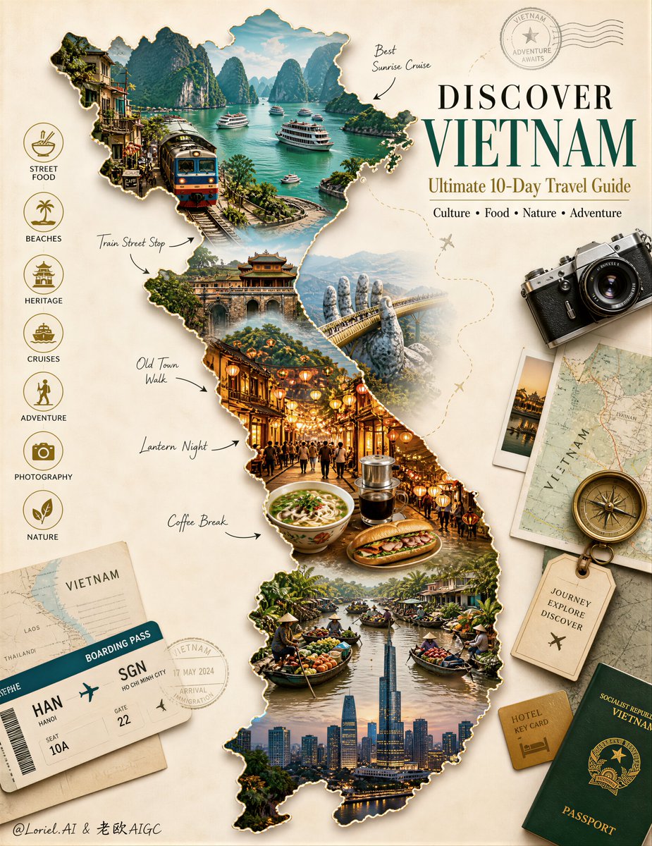 凌乱的拼贴画，相互割裂的地标剪纸，廉价的宣传册设计，卡通地图，过度饱和的色彩，霓虹色旅行海报，杂乱的道具，无法辨识的排版文字，幼稚的涂鸦，凌乱的手写笔记，细节不足的地标，扭曲的地…