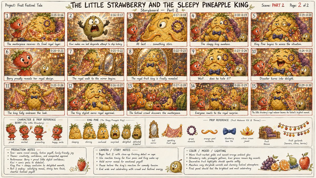 为一部原创、家庭友好的水果奇幻喜剧《THE LITTLE STRAWBERRY AND THE SLEEPY PINEAPPLE KING》（小草莓与瞌睡菠萝…