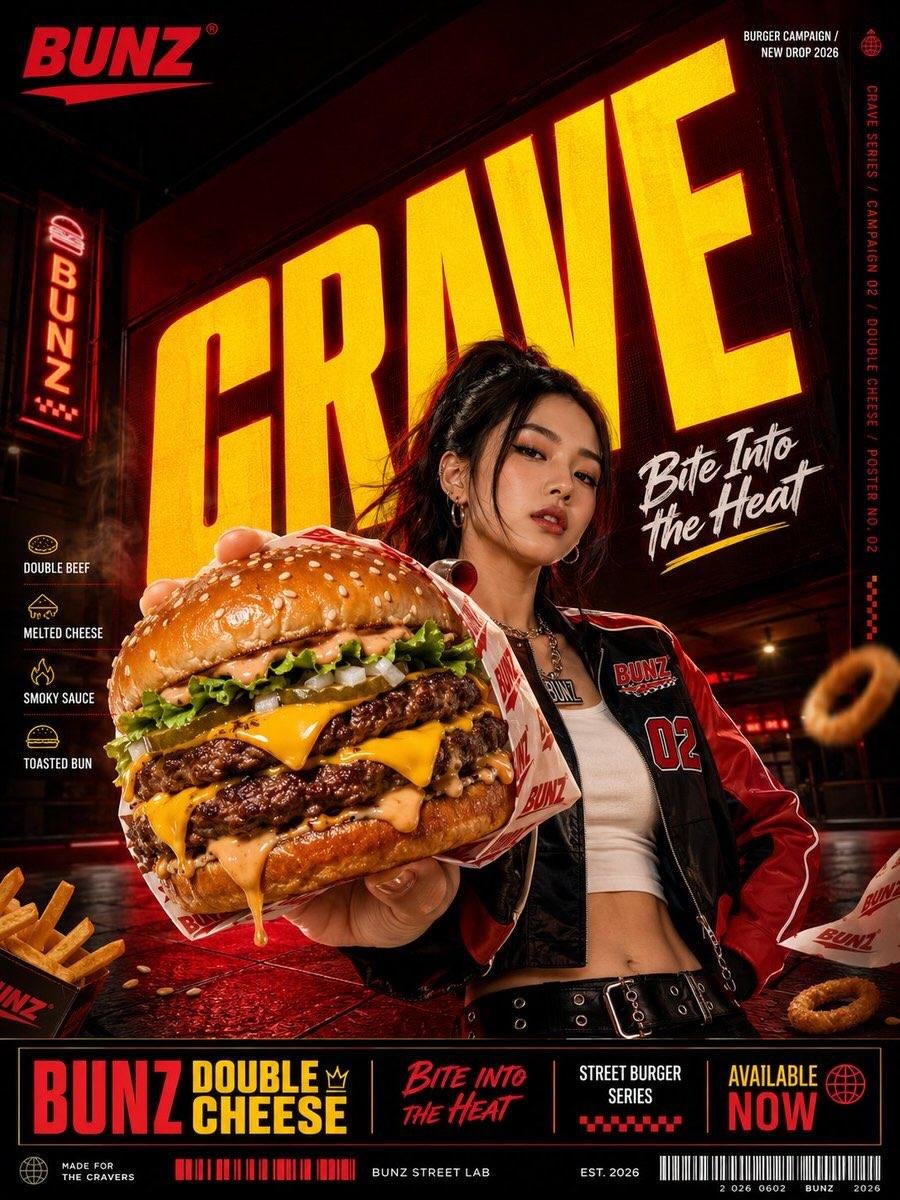 为虚构的[Product Category]（产品品类）品牌创作一张竖版3:4商业宣传海报。 品牌：[Brand Name] 产品：[Product Name] 主词（核心大字）…