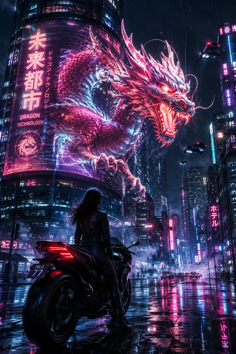 工龙苍龙苏醒 🐉🌃 在一座一切都是人工的城市里，一个全息图决定要变得真实。 全息图本不该离开屏幕。 但在午夜，有些东西变了。 在新城雨淋淋的街道高处，一条数字龙着了眼。 然后它走…