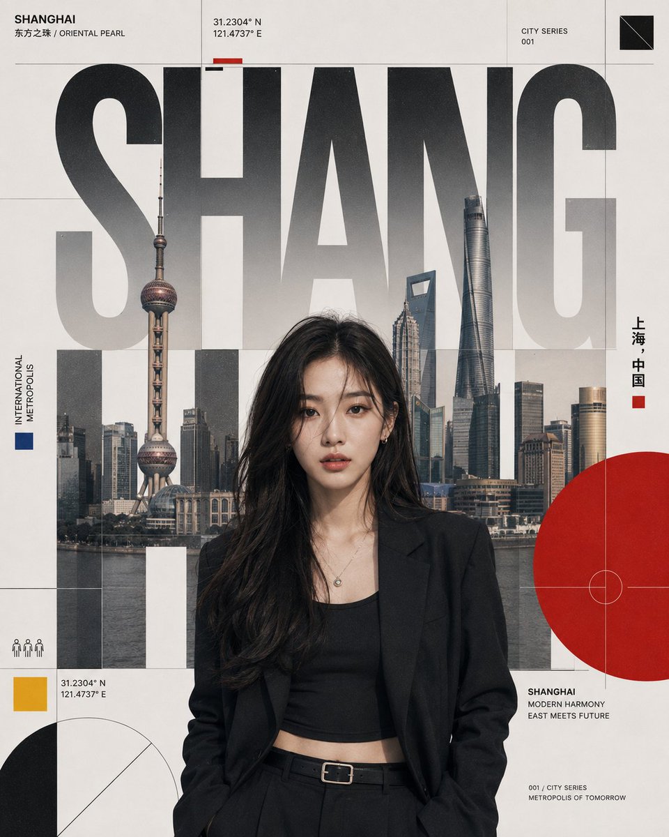 创作一张 4:5 比例的高端竖版图形海报,采用瑞士国际主义排版风格(Swiss International Typographic Style),将一幅超写实的虚构顶级韩国女性…
