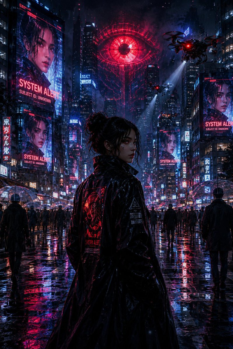 认出她的城市 这座城市里有三千万张面孔。 今夜，每一块屏幕都只映出她的脸。 然后无人机开始搜寻。 ✨ 由 GPT Image 2.0 @ChatGPT 创作 提示词如下 👇 创建…