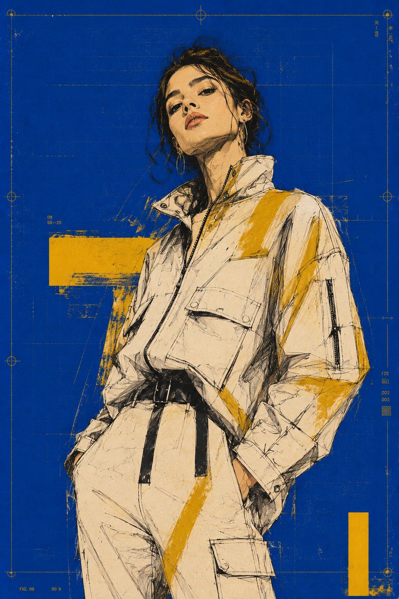超高端竖版时尚科技海报，戛纳级收藏级宣传活动。年轻男/女模特，构图从腰部到大腿中部，略低角度，冷静自信的姿态，头部微微抬起并略倾，颈部线条修长。不得出现任何名人肖像。浓密平整的钴…