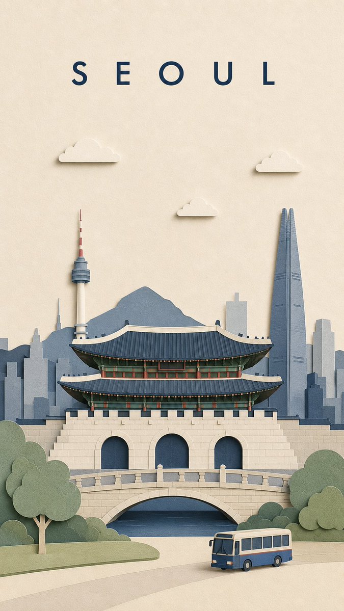 为{DESTINATION / CITY}创作一张竖版 9:16 的高级旅行海报,采用极简手工分层剪纸拼贴风格。 使用温暖的米白色背景,带有细腻的哑光卡纸纹理、可见的细密纸纤维、…