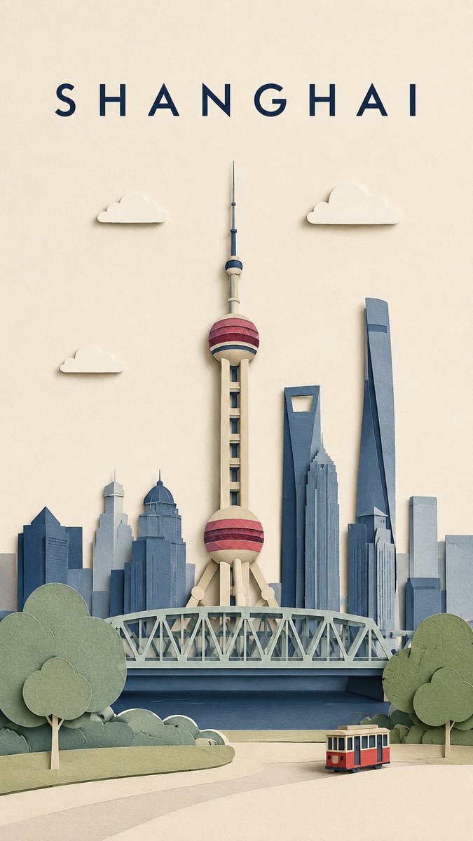 为{DESTINATION / CITY}创作一张竖版 9:16 的高级旅行海报,采用极简手工分层剪纸拼贴风格。 使用温暖的米白色背景,带有细腻的哑光卡纸纹理、可见的细密纸纤维、…