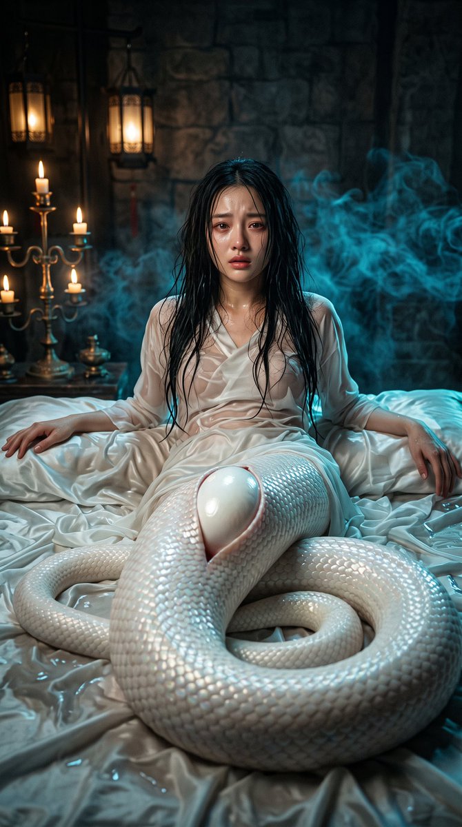 一位美丽的年轻东亚女性，面容柔和精致，一双饱含痛苦与脆弱的湿润棕色大眼睛，嘴唇微微张开，露出楚楚可怜、令人心碎的神情，唤起强烈的同情心，一头湿漉漉的黑色长发凌乱地贴着她的脸庞和身…