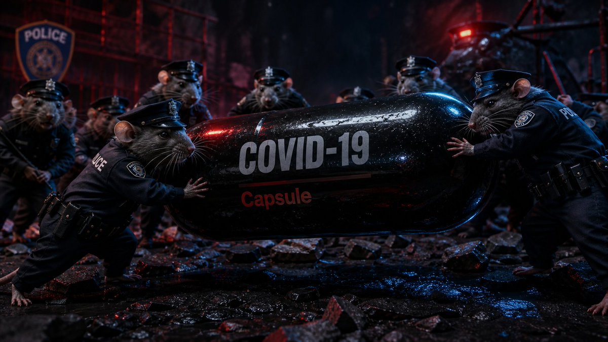 穿着警察制服的老鼠与一个充满covid19的邪恶巨型胶囊战斗 1. Fashion: 创作高时尚编辑风格的穿着定制警察制服的老鼠与巨大的光泽黑色covid胶囊搏斗,大胆的图形构图…