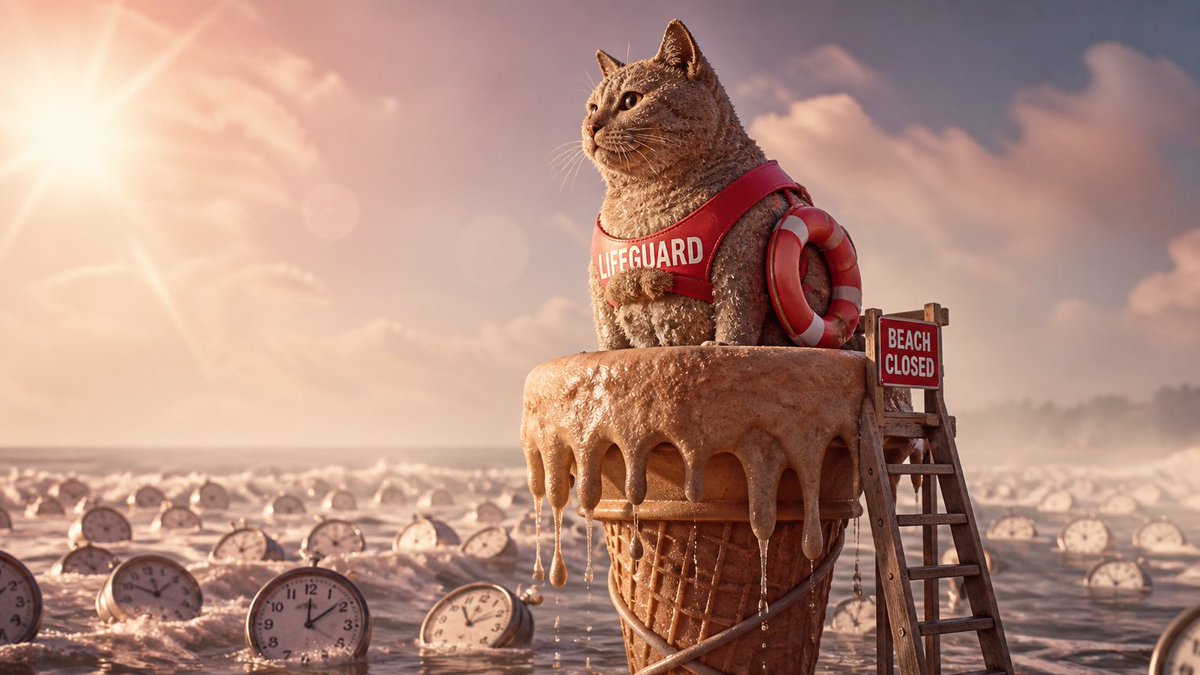 猫当海滩救生员 1. 写实摄影：写实摄影风格的猫海滩救生员，85mm f/1.4 镜头拍摄，浅景深，黄金时段逆光。这只虎斑猫穿着一件褪色的红色救生衣，毛发在盐雾中闪闪发光，栖息在…