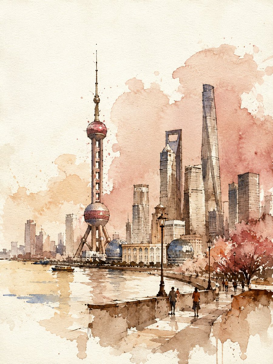 水彩与墨水旅行海报，关于 {CITY}，{COUNTRY}。竖版 3:4。 松散的手绘海报，已完成 — 不是未完成的草稿。 身份锁定 — 画得清晰并上色，绝不只留空线条： 选取…