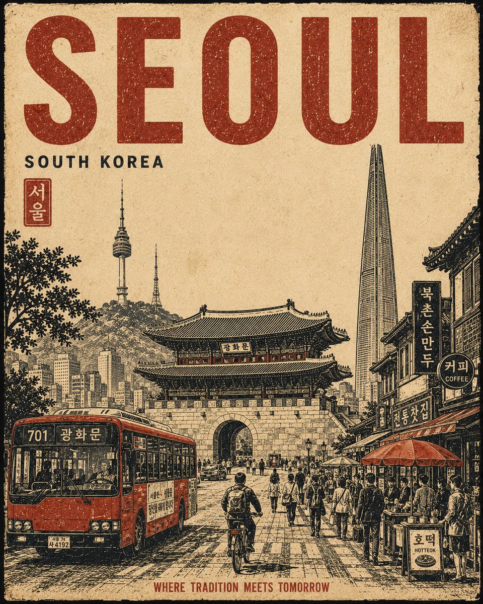 为[城市]、[国家]创作一张高级品质的4:5竖版复古旅行海报。每次生成都需遵循相同的视觉结构、构图、比例和艺术处理方式。最终成品必须感觉像是同一系列收藏海报中的一员。 固定构图…