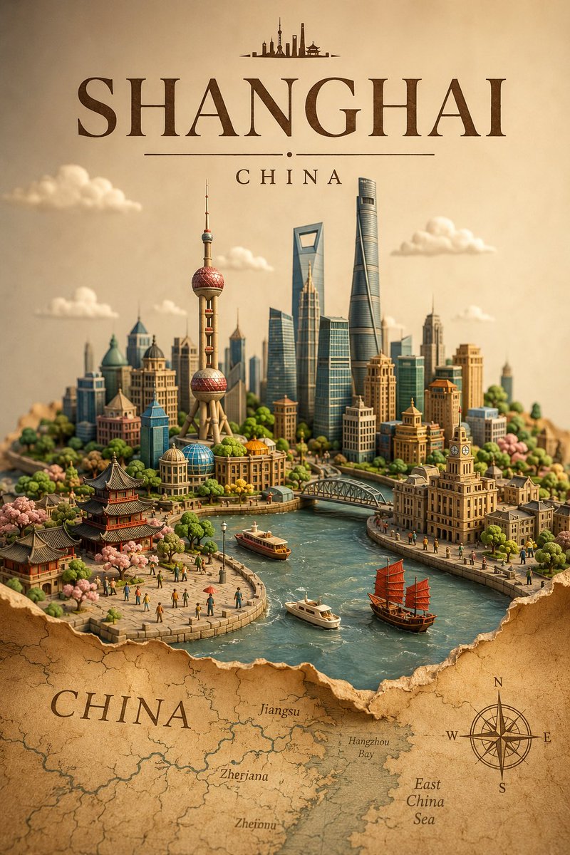 地点："[LOCATION]" 以独特的混合媒介低多边形 3D + 手工黏土/橡皮泥立体模型风格，创作一幅高端纵向旅行海报插画，主题为 [LOCATION]。 主体场景 将 [L…