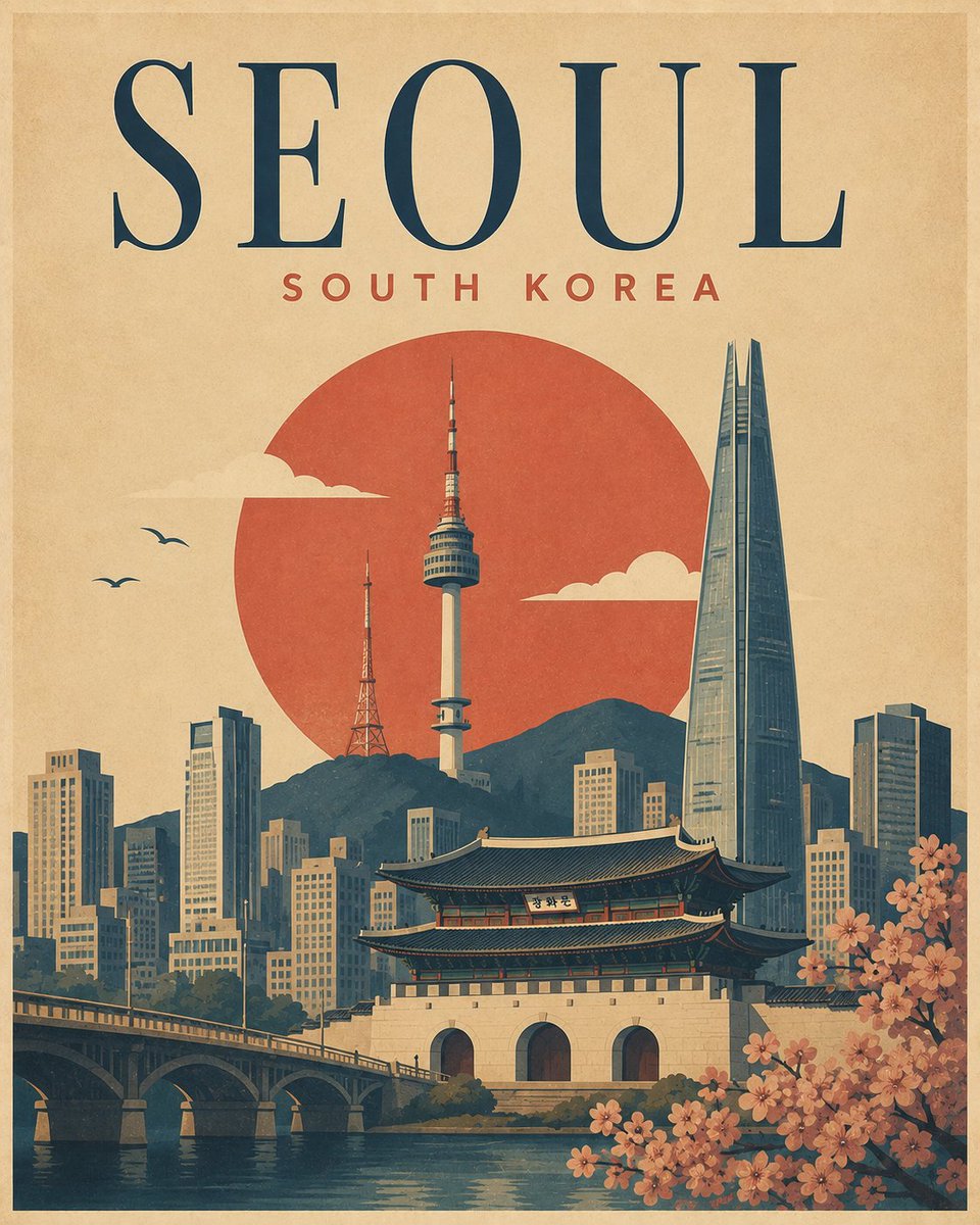 为[DESTINATION / CITY, COUNTRY]创作一张高级极简复古旅行海报，灵感源自经典中世纪旅行印刷品。 采用简洁、精致的构图，限定为4–6色调色板，使用低饱和度…