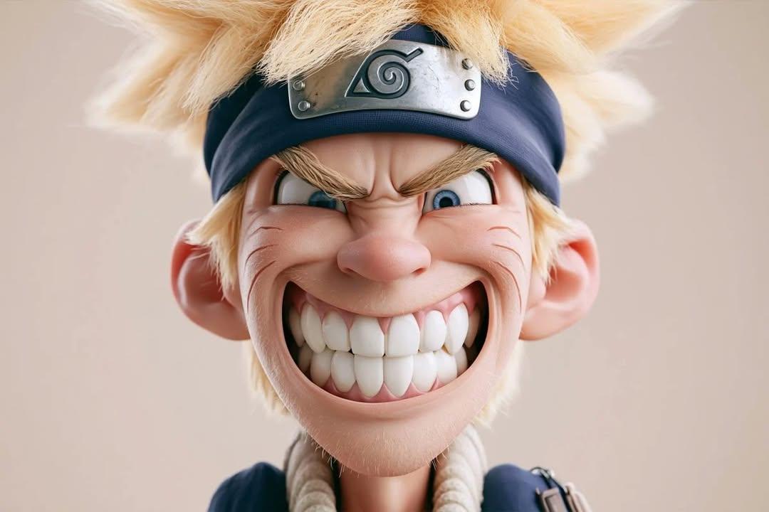 一个高度风格化的3D[Character]夸张漫画形象，拥有超大头部、富有表现力的面部特征以及俏皮的夸张手法。采用光滑精致的风格渲染，材质洁净，环境光线柔和…