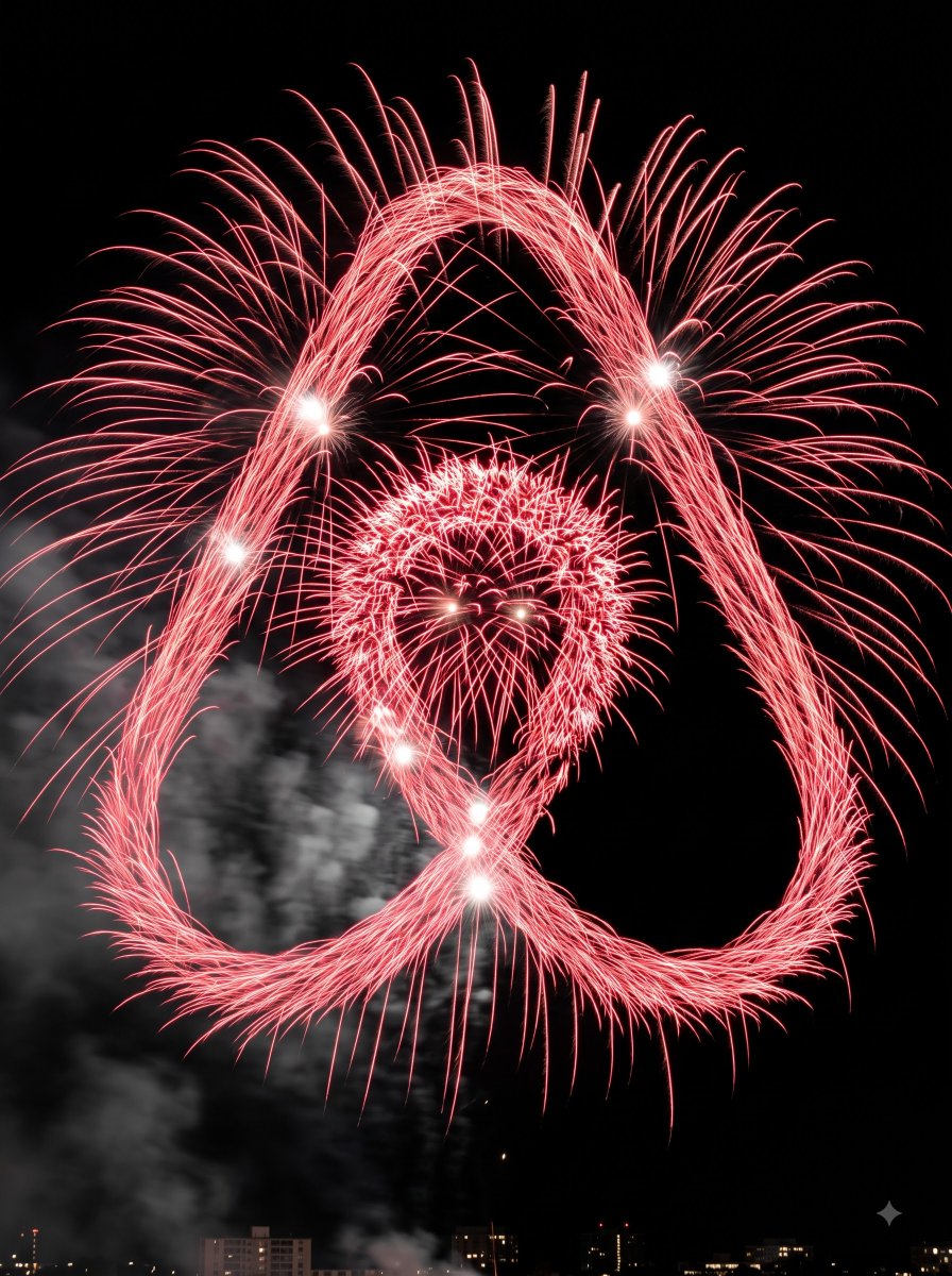 { "style_name": "Fireworks Logo - Close Crop (v2)", "description": "一张写实的长曝光夜景照…
