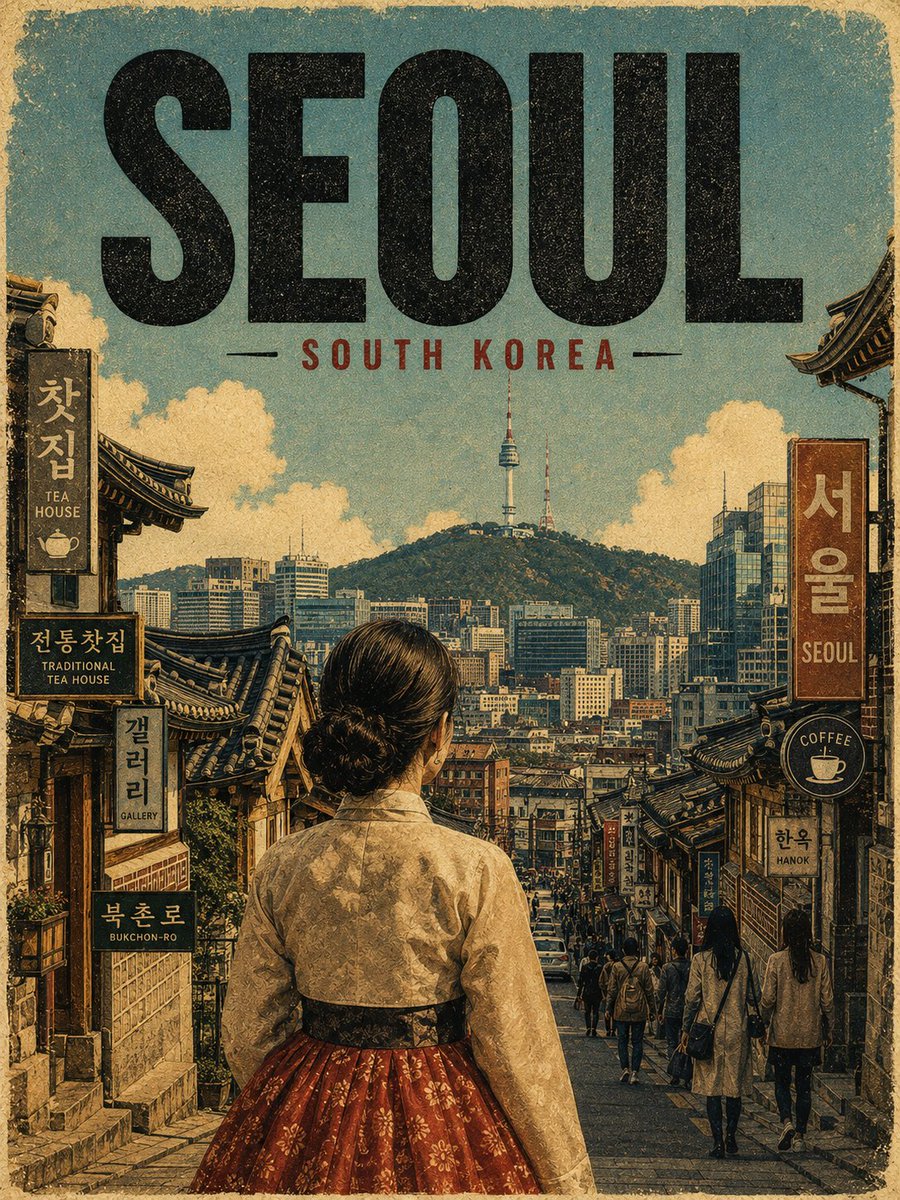 创作一幅精致的复古中世纪旅行海报，主题为 [CITY, COUNTRY]，画面中有一位 [MAIN SUBJECT/CHARACTER]，身着 [OUTFIT/STYLE]，身处…