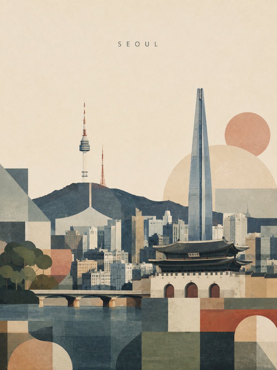 创作一幅精致的 3:4 竖版旅行艺术海报，主题为 [DESTINATION]。 通过 3–5 个真实的地标建筑让人一眼即可识别目的地,其中最具辨识度的 1–2 个地标作为主要视觉…