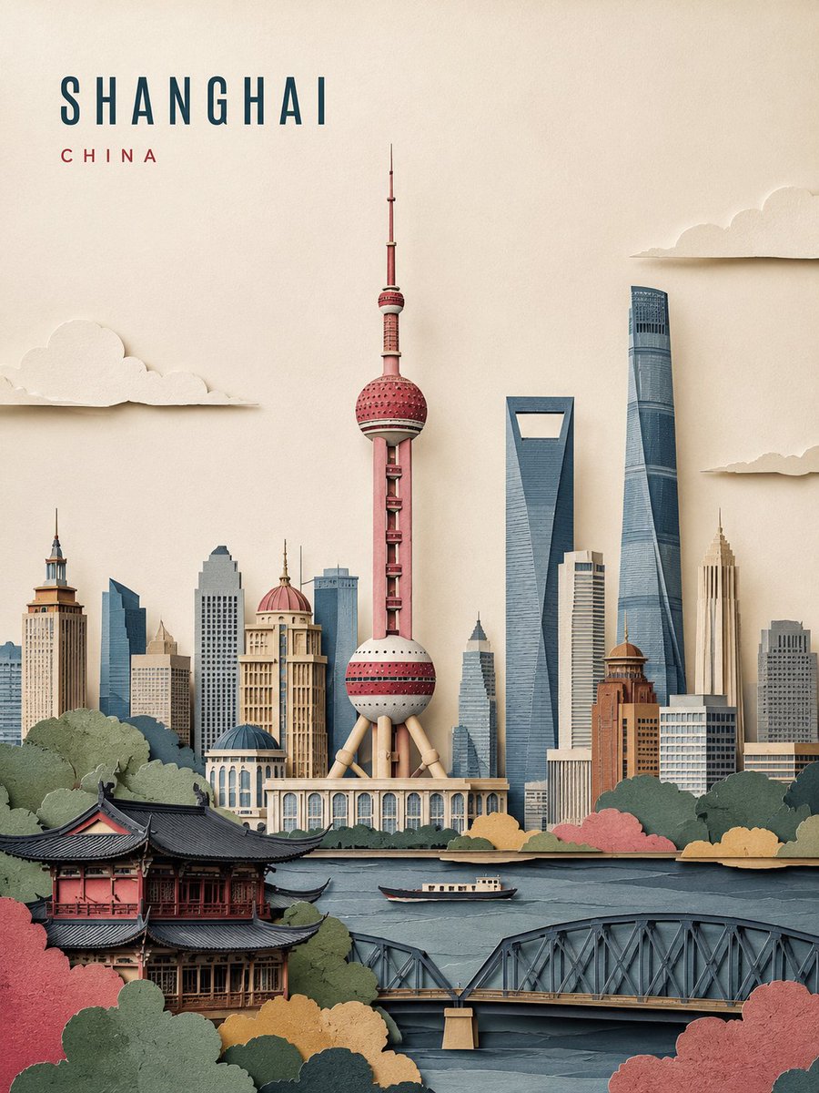 创建一张精致的竖版 3:4 旅行海报,以 {CITY} 为主题,采用手工分层剪纸地标拼贴风格。 仅使用城市名称。识别其所在国家、建筑特征、景观、视觉氛围,以及 3–4 个真正位于…