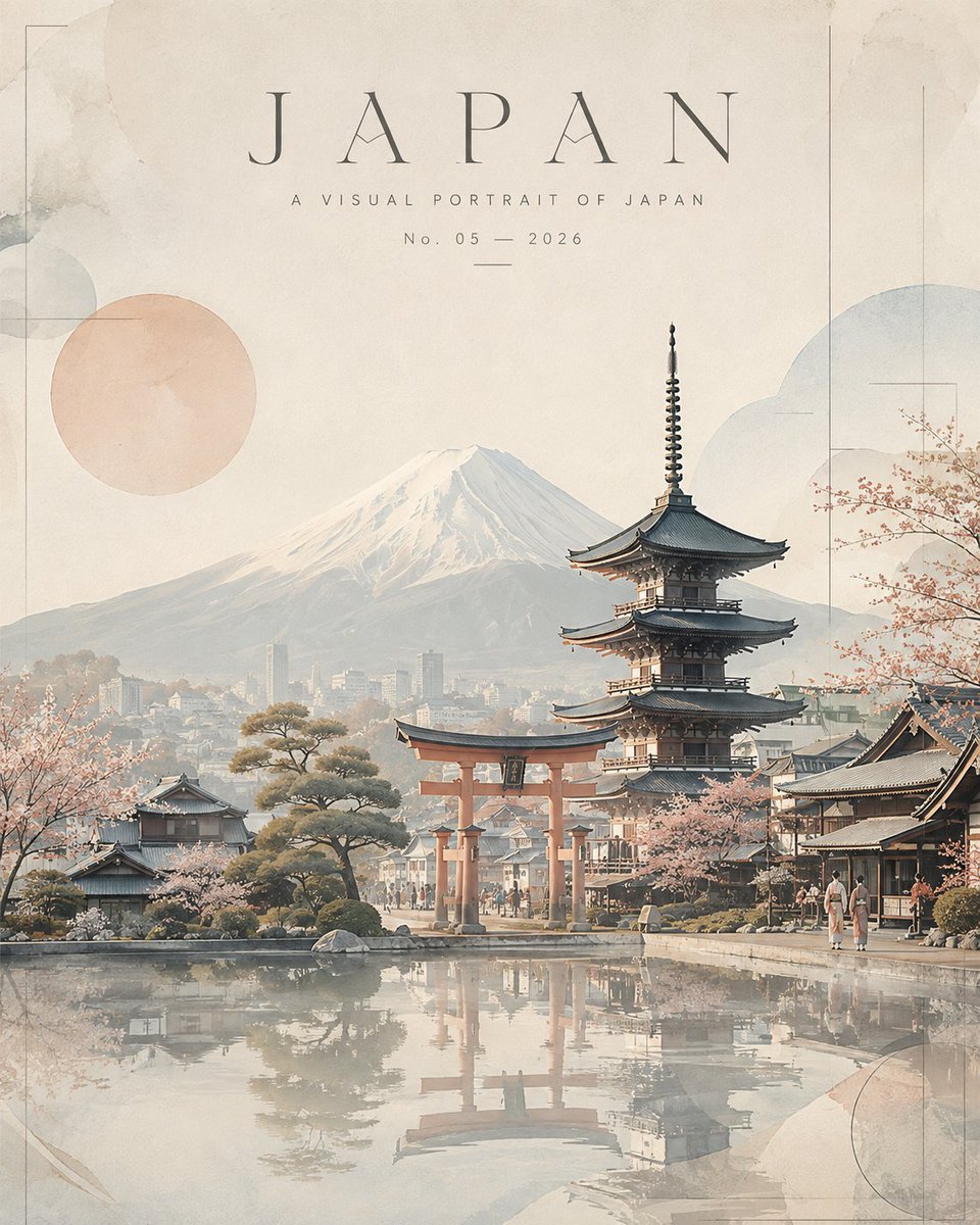 创作一幅高端 4:5 竖版当代旅行艺术作品,以精致、富有氛围的编辑级景观重新构想[COUNTRY]。 不要呈现各自独立的地标,而是将[COUNTRY]的视觉特…