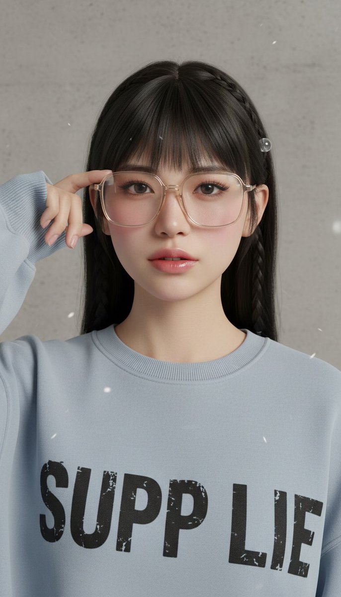 [Nano Banana 提示词] ar 9:16 一张年轻东亚女性的特写肖像，皮肤白皙，妆容柔和自然，颧骨上有淡淡的粉色腮红，睫毛分明，嘴唇呈现光泽的浅粉色。她留着齐肩的黑色直…