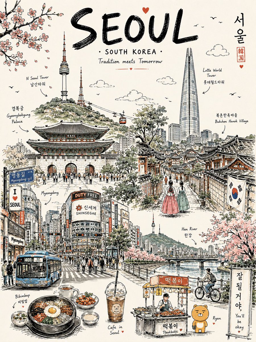 为 [COUNTRY] 创作一张垂直 4:5 的高端旅行海报，以一幅优雅、连贯的手绘线条艺术作品的形式进行插画。 不要将各个地标单独放置，而是让它们有机地彼此交融，仿佛整个国家是…