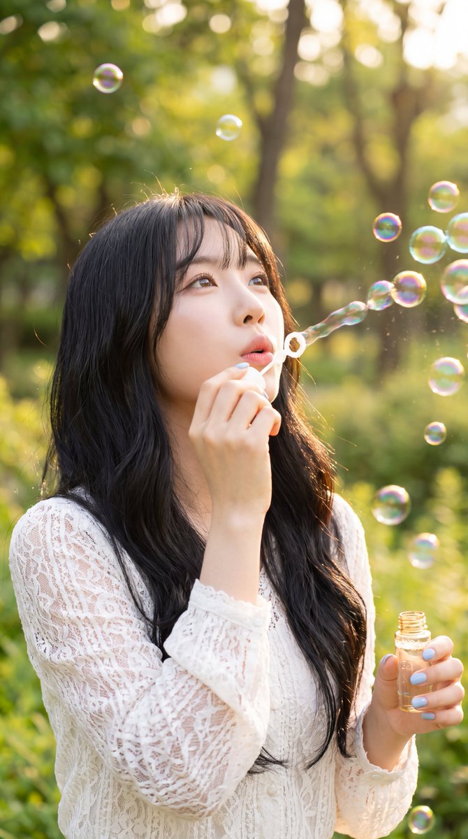 [Nano Banana Pro Prompt] ar 9:16 4K 一张超写实的人像照片，画面中是一位美丽的年轻东亚女性，她拥有一头浓密蓬松的黑色长卷发，自然地披散在肩头并垂…