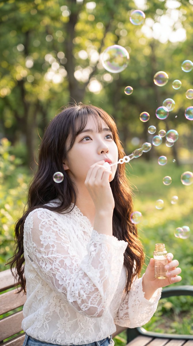 [Nano Banana Pro Prompt] ar 9:16 4K 一张超写实的人像照片，画面中是一位美丽的年轻东亚女性，她拥有一头浓密蓬松的黑色长卷发，自然地披散在肩头并垂…