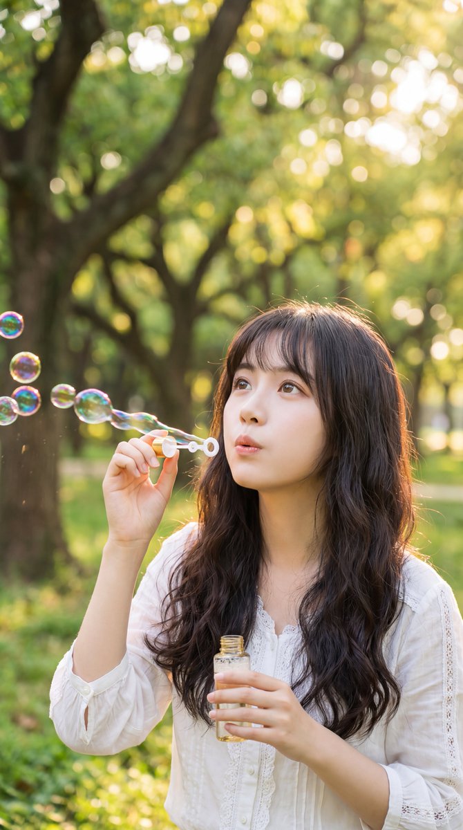 [Nano Banana Pro Prompt] ar 9:16 4K 一张超写实的人像照片，画面中是一位美丽的年轻东亚女性，她拥有一头浓密蓬松的黑色长卷发，自然地披散在肩头并垂…
