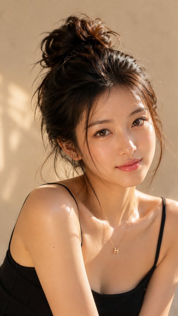 GPT Image 2 on ChatGPT Prompt; 超写实的美丽人像摄影，镜头中是一位迷人的年轻东亚女性，肌肤自然水润、透亮发光，五官精致柔和。她温暖的棕色双眸神采奕奕…