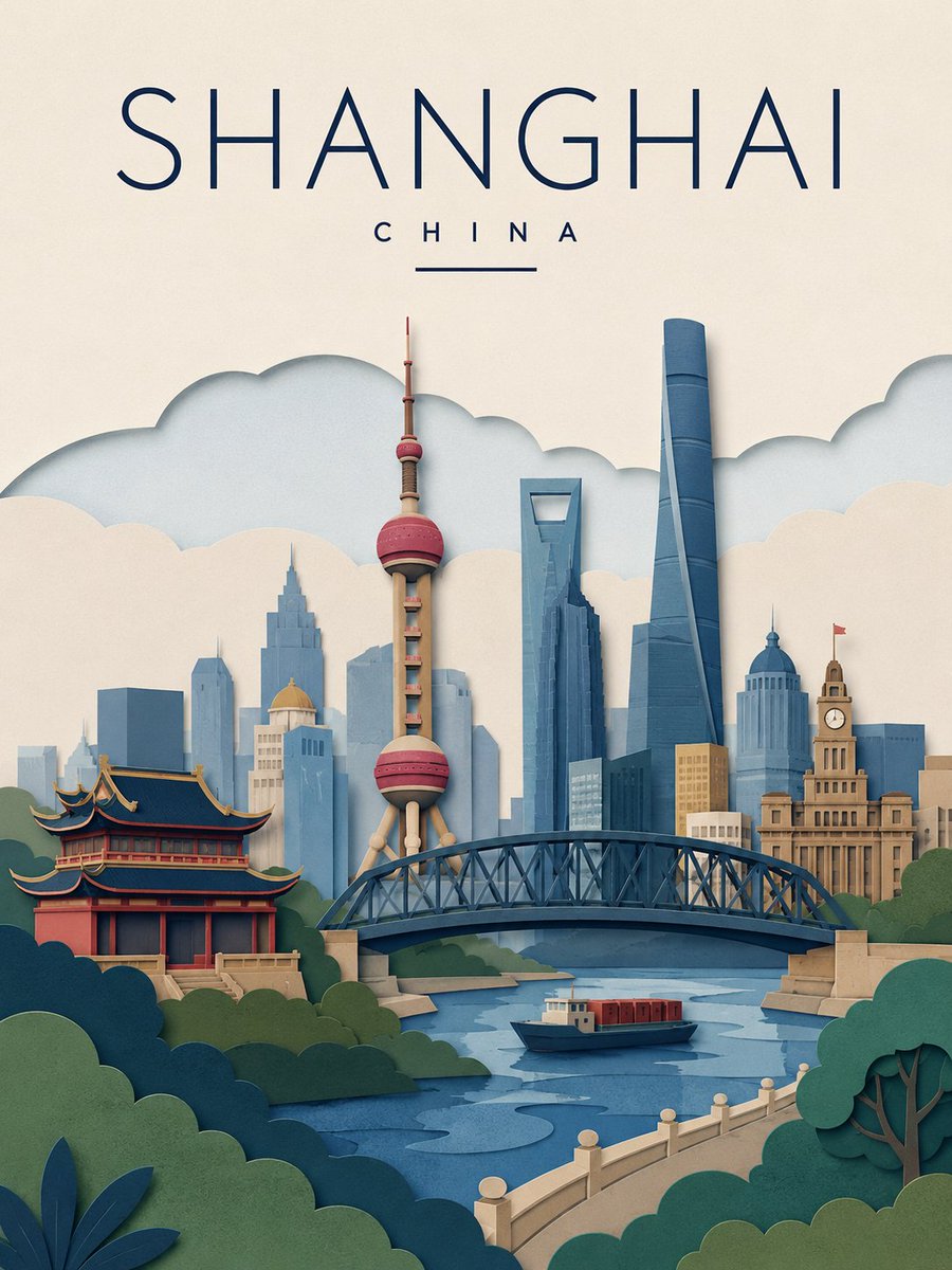 制作一张高级感分层剪纸风格的平面矢量旅行海报，主题为[DESTINATION]，设计为干净的母版关键帧，用于未来一段 15 秒 VOX 风格的 Seedance 2.5 动画…