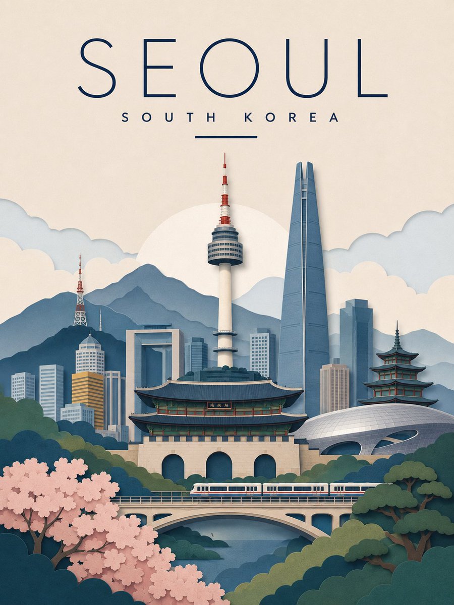 制作一张高级感分层剪纸风格的平面矢量旅行海报，主题为[DESTINATION]，设计为干净的母版关键帧，用于未来一段 15 秒 VOX 风格的 Seedance 2.5 动画…