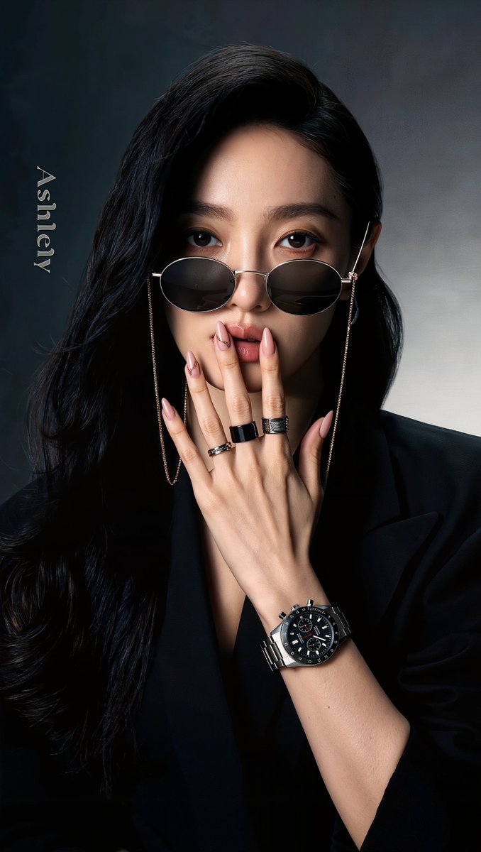 [Kling 01 提示词] ar 9:16 2K 一张高度精细的电影级影棚人像,拍摄一位美丽的年轻东亚女性,名叫 Ashley,二十五六岁,留着长直略带波浪的黑色头发,头发垂落…
