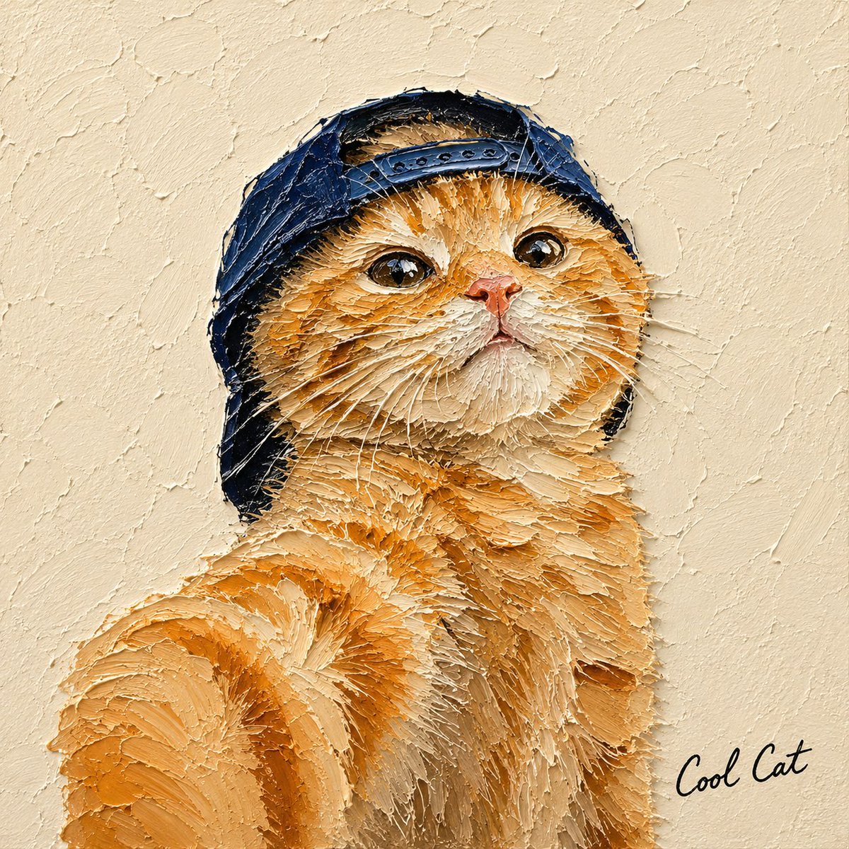 将所附照片中的主体转换为一幅正方形微型画，采用刮刀厚涂（impasto）油画风格。 [风格 — 强调 3D 质感] 使用大胆、浓厚的厚涂颜料，以刮刀涂抹，颜料凸出表面约 3–5…