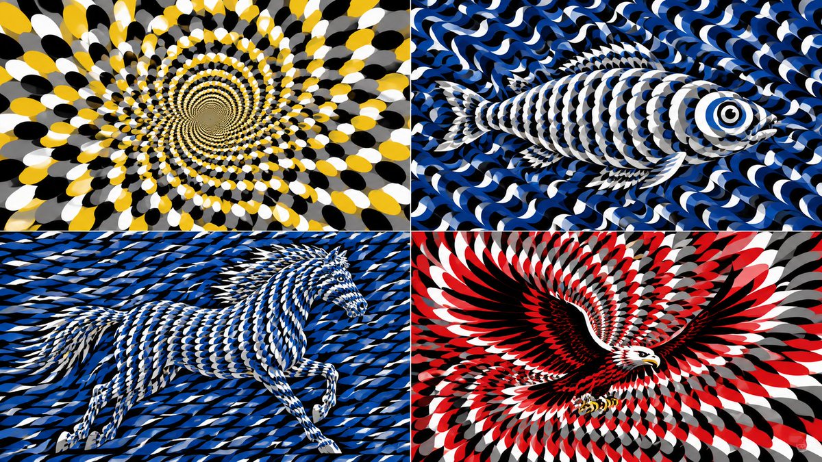 2x2 网格，16:9，AI 自选主题：static_motion_subject select visual_output from latent_grap…