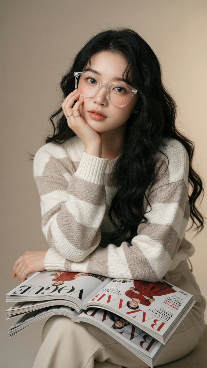 [Grok Imagine Prompt] ar 9:16 2K 画质 二十岁出头到中段的年轻东亚女性，白皙瓷器肌带有柔和自然的光泽，大而杏仁状的棕色眼睛带有自然的双眼皮，长长的…