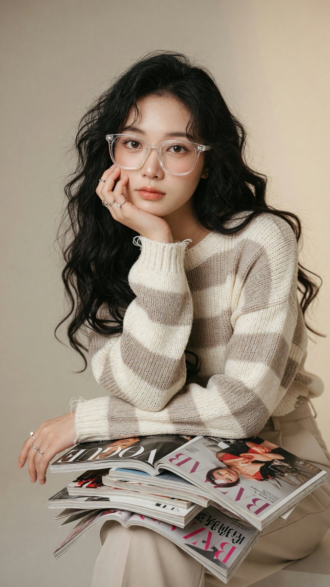 [Grok Imagine Prompt] ar 9:16 2K 画质 二十岁出头到中段的年轻东亚女性，白皙瓷器肌带有柔和自然的光泽，大而杏仁状的棕色眼睛带有自然的双眼皮，长长的…