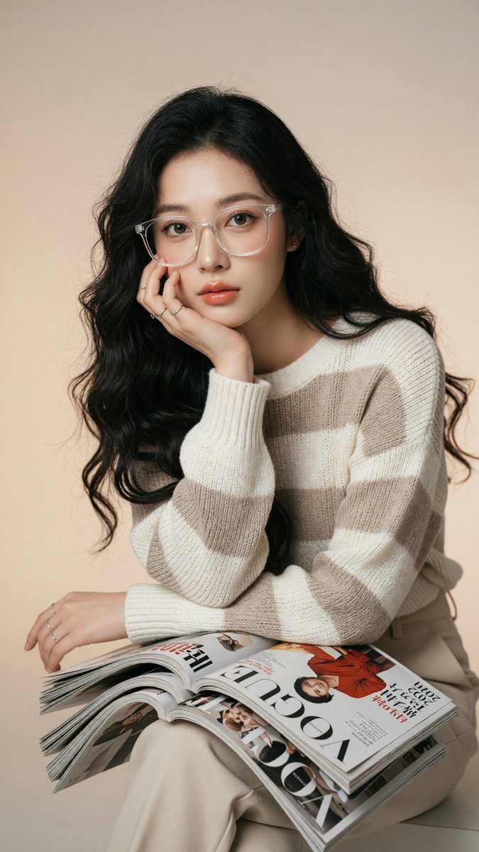 [Grok Imagine Prompt] ar 9:16 2K 画质 二十岁出头到中段的年轻东亚女性，白皙瓷器肌带有柔和自然的光泽，大而杏仁状的棕色眼睛带有自然的双眼皮，长长的…