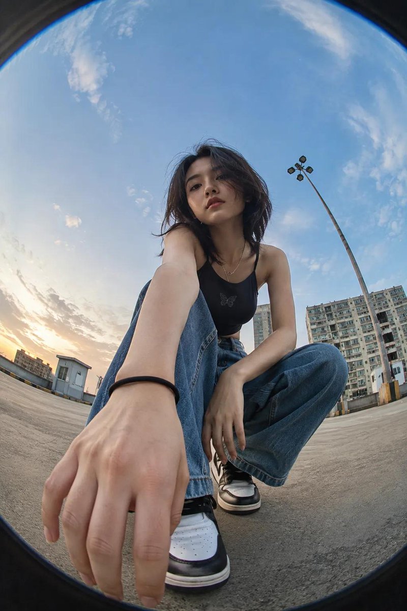 创建一张超逼真的8K电影级摄影照片，描绘参考图片中的女孩，最大限度地精准保留她确切的面部身份、自然肤色、面部结构、发型、身体比例以及所有可辨识的特征。使用极具…
