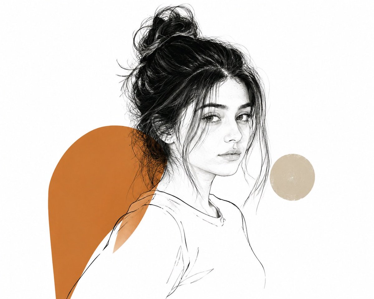优雅的编辑插画，描绘一个[SUBJECT]，将细腻的轮廓描绘与一两个大胆的纯色色块相结合，部分区域有意留白未完成，在细节与留白之间达成精致的平衡，纯净的白色背…
